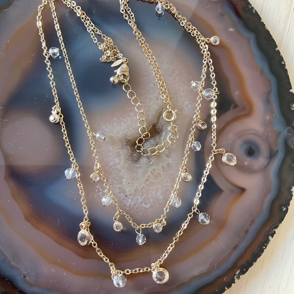 New Avon gold cubic zirconia crystal layered necklace - Picture 3 of 6